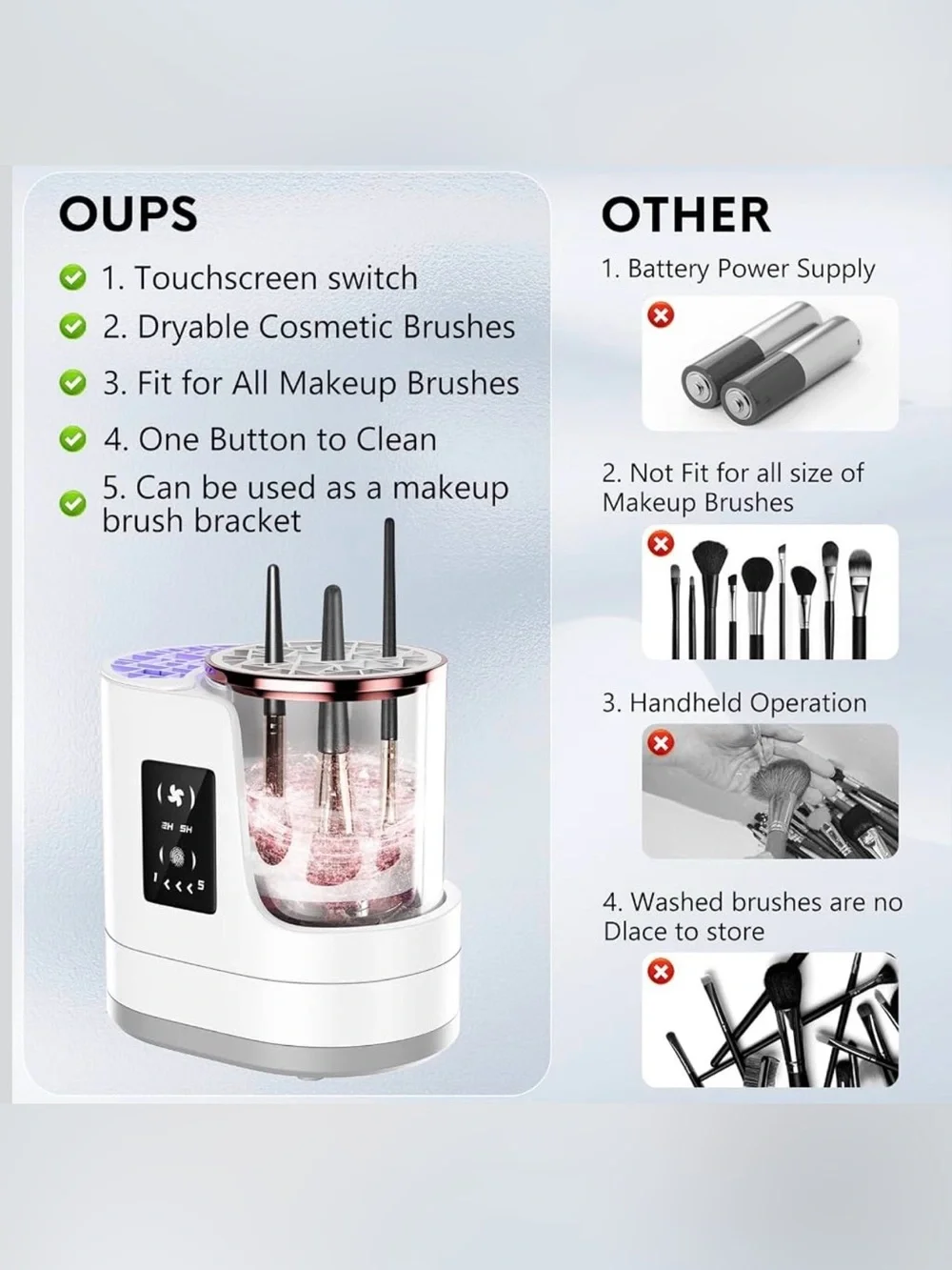 New 3 in 1 Electric Makeup Brush Cleaner, Automatic Portable USB Deep Cleaning